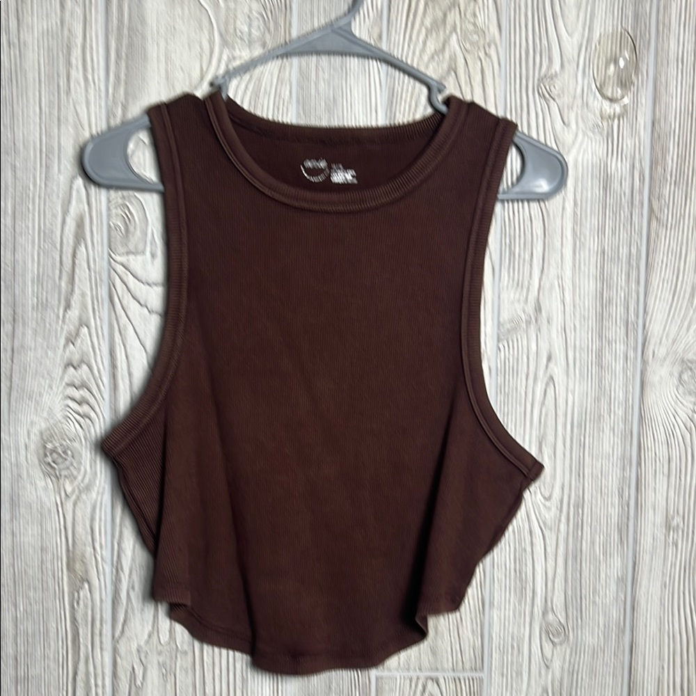 Women’s Aerie Brown Crop Tank Top Ribbed Size XL